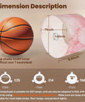 Dimension details of Marble Granite White Drum Lamp Shade With Pink Graphic Abstract Pattern For Table And Floor Lamps Replacement Fabric Lampshade Fits E26 E27 E14 And 11mm Bases Easy Install Cool Modern Home Decor Vibe, showing size comparison with basketball