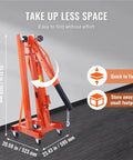 Heavy Duty Hydraulic Engine Hoist With Control Levers 2 Ton 4400 Lbs cherry picker crane folded for compact storage.