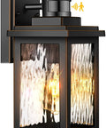 Motion Sensor Outdoor Wall Lights With Dusk To Dawn Sensor PIR Technology Anti Rust Aluminum Waterproof Porch Lanterns Black Exterior Sconce Wall Mount Water Glass Design Auto On At Sunset And Brighten On Motion