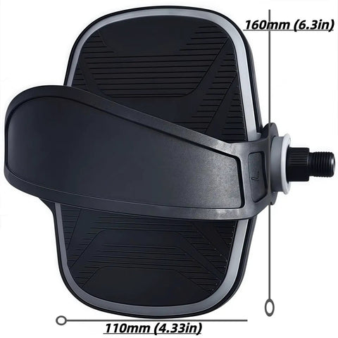 Spin Bike Pedals With Adjustable Straps, Nine Sixteen Inch Spindle, black non-slip surface, 160mm x 110mm size