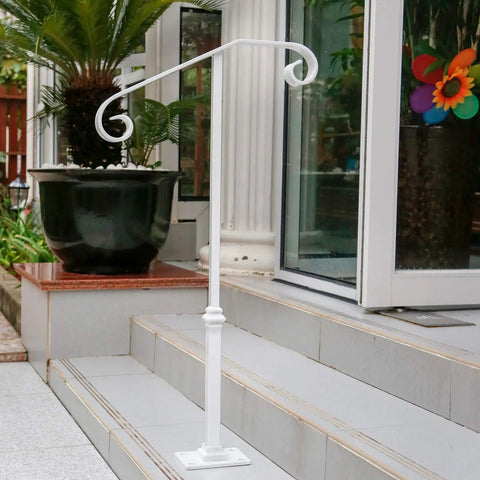 Indoor Wooden Stair Hand Rail With Wall Mount And Metal Brackets, Modern Staircase Hand Rails For Stairs, White Finish