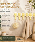 Super Slick Punch Free Wall Hook Rack With 180 Degree Swivel Design And Six Sturdy Hooks For Dead Simple Corner Storage That Rotates Smooth As Butter Without Drilling mounted on a wall, showcasing yellow hooks and towel.