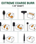 Tough As Nails Spike Flame Rotary Burr Packed In Dense Tungsten Carbide for extreme coarse cutting with 1/8 inch shaft.