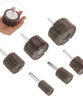 Heavy Duty 12pcs Abrasive Flap Wheels For Metal Polishing And Sanding Brown Discs, various sizes for precision control in DIY jobs.