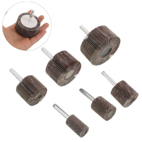 Heavy Duty 12pcs Abrasive Flap Wheels For Metal Polishing And Sanding Brown Discs, various sizes for precision control in DIY jobs.