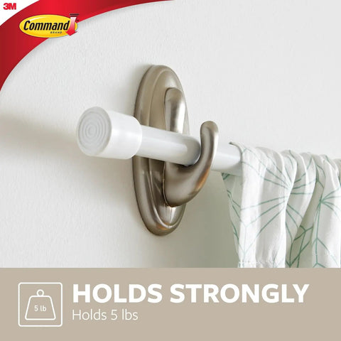 Large Brushed Nickel Traditional Wall Hooks Set With Adhesive Strips 5 Pound Capacity 2 Pack Of Hooks And Strips Damage Free Hanging