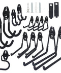 16 Piece Heavy Duty Garage Storage Hooks Set With Anti Slip Coating Wall Mount Hangers For Bikes Ladders Garden Tools
