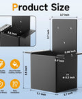 Heavy Duty 4x4 Pergola Bracket Set for Wood Posts, 14 Gauge Post Top and Rafter Brackets, Wall Mount Kit With Screws, Black Powder Coated, Deck Railing for Patio Pergola and Log Cabin DIY Install, showing product size and features.