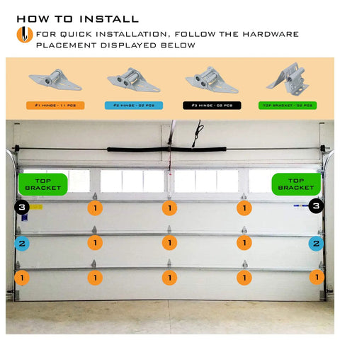 Installation guide for Heavy Duty 14 Gauge Garage Door Hinge and Roller Bracket Tune Up Kit with 6200ZZ bearings on 7 foot doors