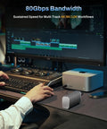 Badass 80Gbps M.2 Nvme Ssd Enclosure seen during 4K editing, placed on desk with keyboard and editing equipment.