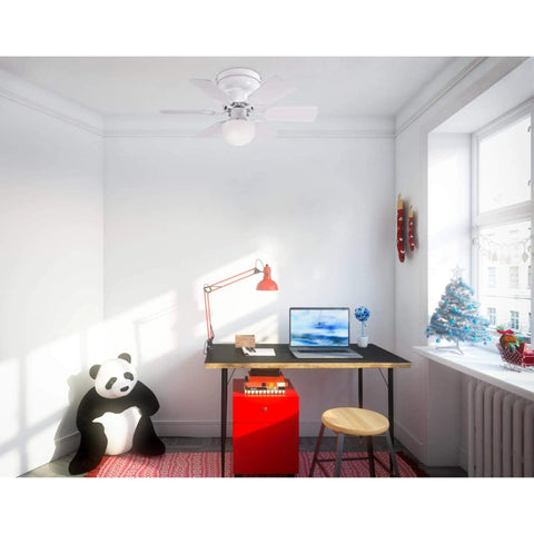 Petite Indoor Ceiling Fan With Light 30 Inch White For Small Rooms Up To 100 Sq Ft in modern office setup
