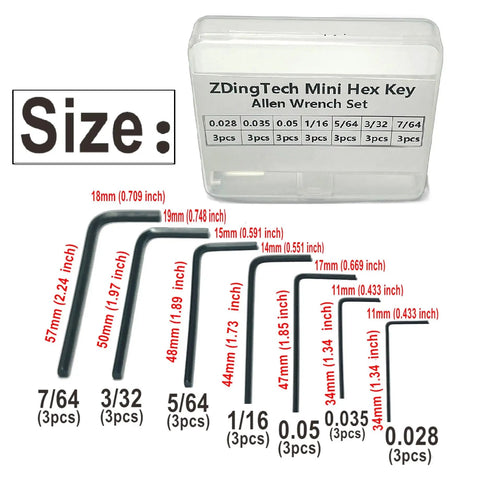 Mini Hex Key Set 21-Piece Imperial L Shape Allen Wrench Kit with various sizes displayed, black oxide rust-resistant finish