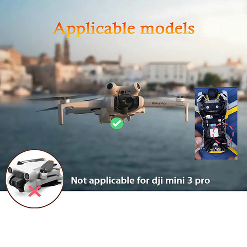 Image showing DJI Mini 4 Pro drone for GPS Ribbon Cable Replacement For DJI Mini 4 Pro Drone GPS Module, Flexible Flat Cable, OEM Grade Repair Part, DIY Plug And Play Fix For Mini 4 Pro, Restore GPS Signal And Flight Reliability, and indicating incompatibility with DJI Mini 3 Pro.