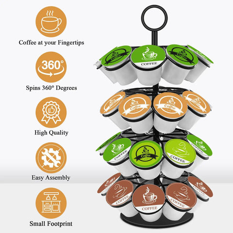 Super Handy 36 Pod K Cup Organizer That Spins 360 Degrees Detachable Coffee Pod Holder For Countertop Keeps Your Kitchen Neat