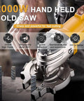 Vdniduir Handheld Steel Bar Cutter Rebar Cold Cutting Saw Portable 2000W Brushless Motor cutting through metal rebar.