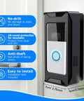 Front view of anti-theft video doorbell mount with adjustable angle for Ring and Blink wireless doorbells, no drill needed.
