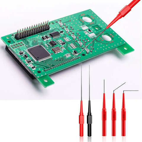 Back Probe Kit With Banana Plug To Copper Alligator Clips For Automotive Test Leads Set and probe pins on circuit board
