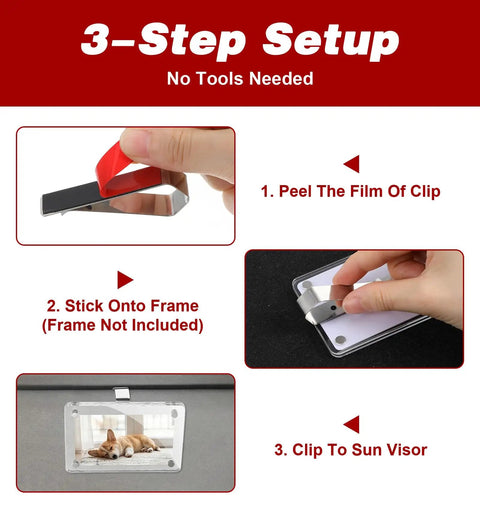 Step-by-step guide to using 6 Pcs Car Visor Clip Photo Holder With Durable Adhesive Stainless Steel Clips For Custom Pictures In Car Home Or Office Decor Easy Install Photo Frames Not Included