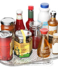 360 Degree Lazy Susan Refrigerator Organizer with non-slip base holding jars and bottles, fits 14.17 by 10.24 inch