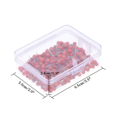 Top Shelf Office Upgrade Supercharge Your Daily Workflow With This Assorted 300 Piece Map Tack Set featuring red push pins in clear container.