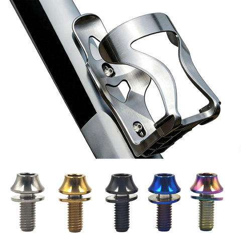 Titanium M5x12mm Bike Bolts with Washers for MTB Water Bottle Cage Hex Screws Set of 4 Black Lightweight 6Al4V Titanium Alloy Hardware