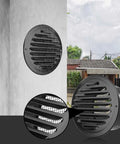 6 Inch Stainless Steel Round Air Vent Cover With Built In Fine Mesh For Soffit Exhaust Ventilation in use outdoors