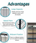 Premium Heavy Duty Tile Display Rack With 24 Card Slots showcasing large capacity for 24 samples and baked paint features.