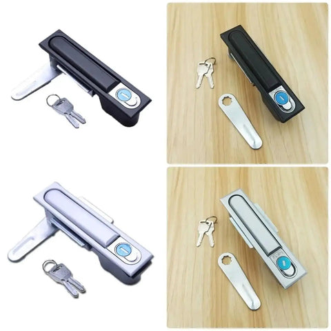 Heavy Duty Industrial Cabinet Switch Power Distribution Box Lock With Key Handle For Secure Machine Equipment And Furniture Hardware Use, black and silver locks with keys.