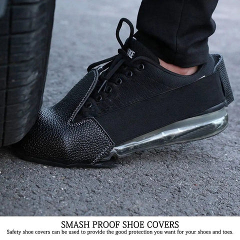 Built Different Steel Toe Safety Shoe Covers With Grind Ready Cowhide Leather No Sweat Adjustable Straps Kick Proof Rubber Soles For Construction Crews And All Day Worksite Comfort
