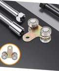Premium stainless steel trolley rollers for sliding door track systems, close-up view showing durable metal construction.