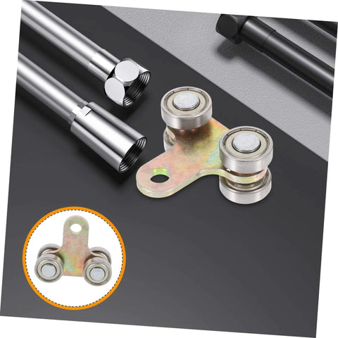 Premium stainless steel trolley rollers for sliding door track systems, close-up view showing durable metal construction.