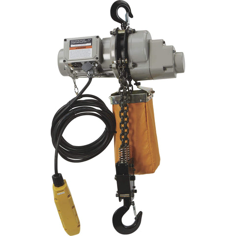 Electric Hoist For One Ton Load, Nine Point Eight Feet Lift, 110V Power, Remote Control With Emergency Stop, heavy lifting chain and hooks