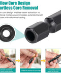 Wood countersink drill bit set, 5 pcs, black metal with depth stop; close-up view.