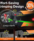 All-In-One Ferrule Crimping Tool Kit With Automatic Wire Stripper For AWG 28-5 demonstrating effort-saving design