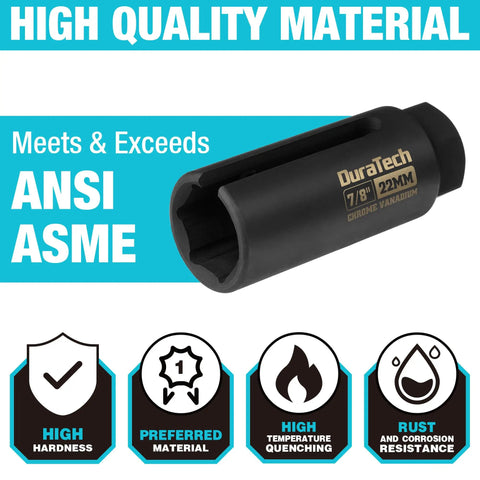 O2 Oxygen Sensor Socket 22mm For Three-Eighths Inch Drive With Side Wire Gate Chrome Vanadium Steel Removal And Installation Tool