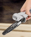 Close-up of Heavy Duty Air Belt Sander And Pneumatic Belt Grinder with adjustable swivel head for woodworkers.