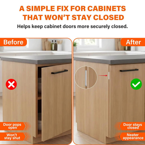 Cabinet Magnets For Closure 10 Sets Magnetic Door Catches With 3M Adhesive No Drill Stainless Steel in before and after scenario