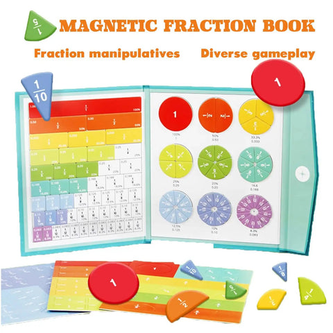Hands On Magnetic Fraction Kit For Kids With 102 Piece Tiles And Discs Demonstration Book Classroom Ready Math Manipulatives