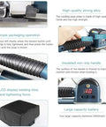 Heavy Duty Portable Electric Strapping Machine, Plug And Play Automatic Baling Kit showing LCD panel, non-slip handle, and battery.