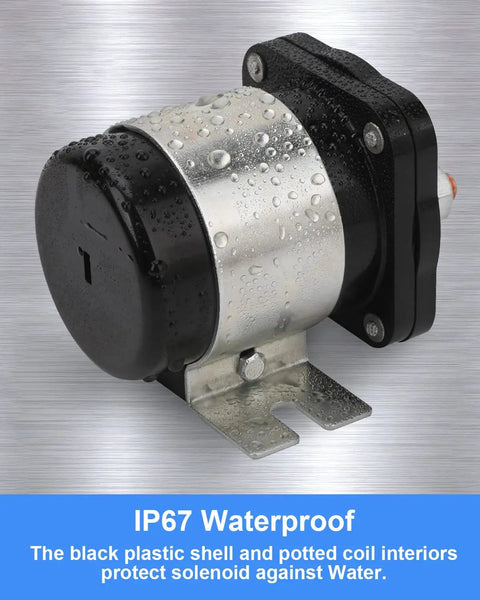 Beefy 500 Amp Battery Isolator Relay For Mobile Audio Systems, 12V Heavy-Duty Battery Separator That Isolates A Second Battery For Marine, Off-Road, Power Sports, RVs And Dashboard Electronics. IP67 waterproof relay