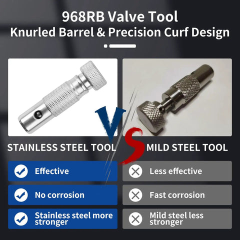 Valve Stem Removal And Installation Tool For Aircraft Tires And Tubeless Setups, stainless steel vs mild steel comparison