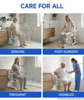 Built Tough Adjustable Toilet Safety Rails With Heavy Duty Stainless Steel Grab Bars For Seniors in bathroom setting.