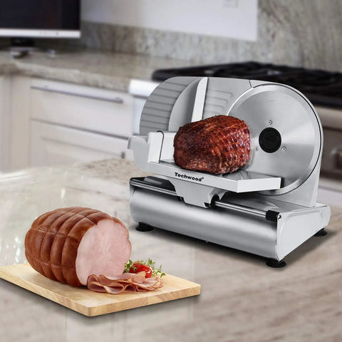 Solid 9 Inch Electric Meat Slicer With Removable Stainless Steel Blade And Quick Turn Thickness Dial For Smoothly Slicing Prime Roasts Sharp Cheese Hearty Bread And Crisp Garden Veggies