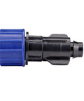 Side view of Smart Loc Universal Swivel Drip Irrigation Adapter for 1/2, 5/8, and 0.710 inch tubing, 3/4 inch MHT faucet connection.