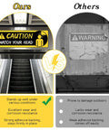 Heads Up Caution Sign Stickers 4 Pack Self Adhesive Vinyl Safety Decals For Warehouse Basement Stairs Low Clearance And Factory 11.8 Inch By 3.94 Inch, watch your head decal on escalator