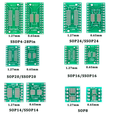 90 Piece SMD To DIP Adapter Set Double Sided PCB Converter Board For IC Chips Read Write Socket SOP TSSOP MSOP Program Repair And Maintenance