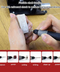 Heavy Duty 13000Rpm Desktop Belt Sander And Smart Knife Sharpener demonstrating flexible shaft for engraving on a stone.