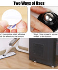 Image showing installation of 8 Pcs Mini Adhesive Caster Wheels 1/2 Inch Self Adhesive Swivel Casters For Appliances And Small Furniture using adhesive and screws.