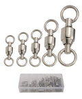 Saltwater Ball Bearing Swivel Set for Big Game Fishing Heavy Duty Snap Swivels 50 Piece Tackle Spinner Connectors in 5 Sizes Beefy Fishing Gear for Freshwater and Saltwater, stainless steel sizes