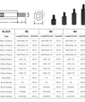 320 Piece M2 Nylon Hex Spacer Standoff Kit With Male And Female Screws Nuts And Spacers Black Durable Nylon Includes Plastic Case Easy To Install Great For Electronics DIY Projects size chart and components